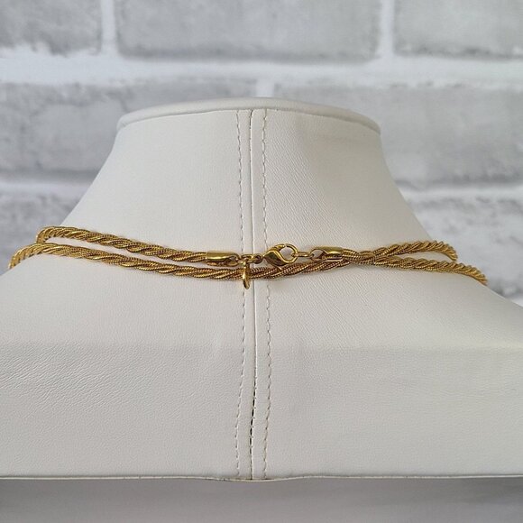 Monet Necklace Gold Tone Rope Wrap Chain Twisted - Picture 5 of 11
